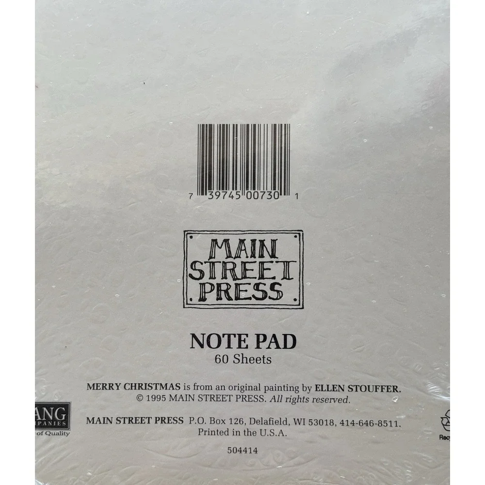 Vtg Main St Press Christmas Note Pad LOT of 2 NIP Baldwin Stouffer Snowmen Holly